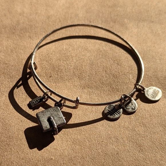 Brushed Silver Alex and Ani Graduation Charm Bracelet - Picture 2 of 3